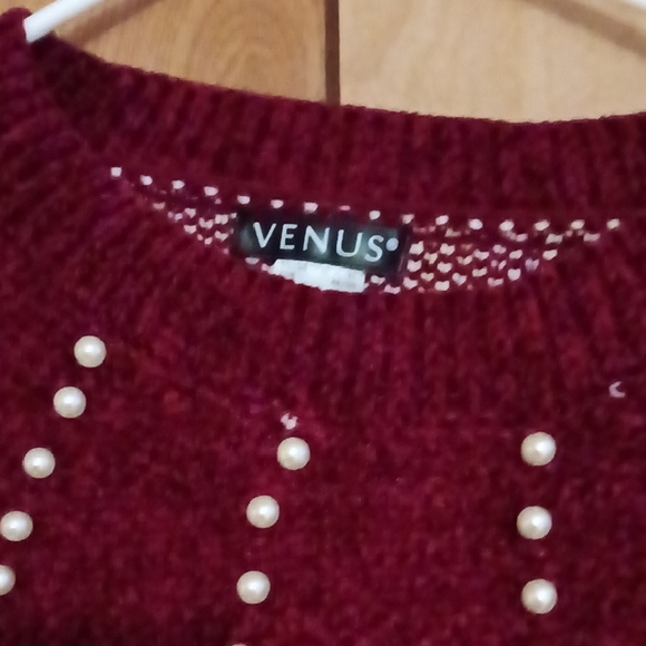 Stylish Maroon and White Women's Sweater - Picture 2 of 2